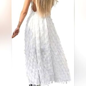 Elegant White Fringe Dress
